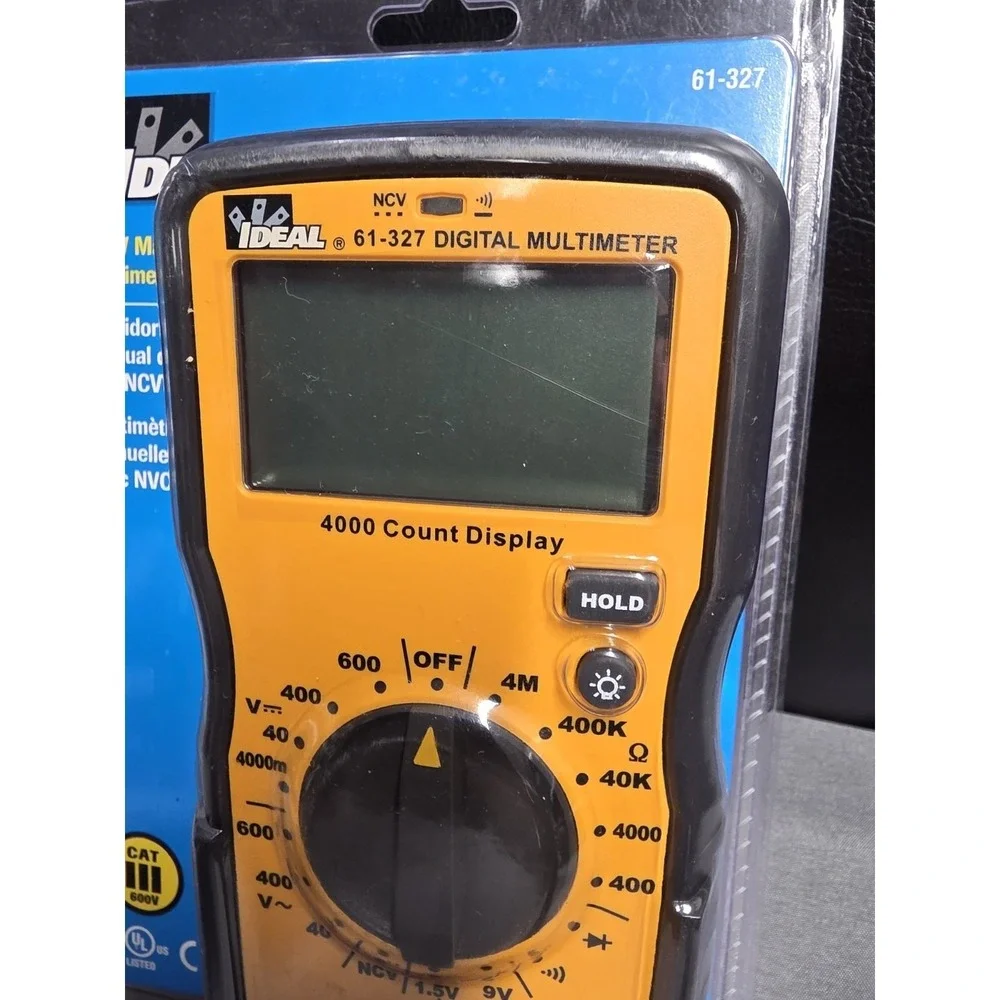 Ideal 61-327 600V Manual Range Multimeter NCVT CATIII 600V 4000 Count Display